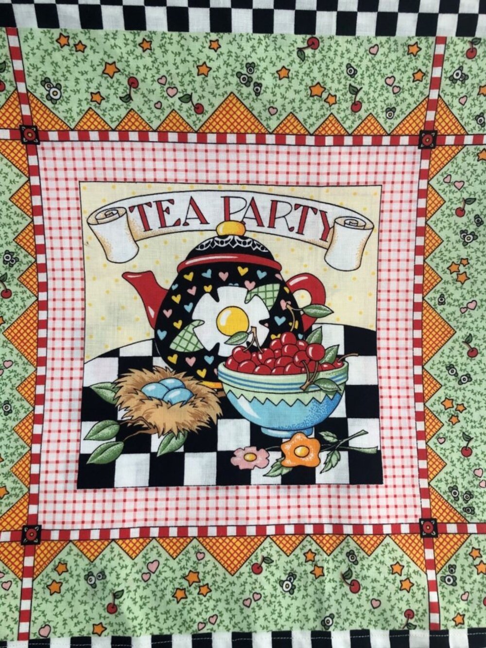 Mary Engelbreit Tea Party Tablecloth Vintage 90s and Coasters 2009